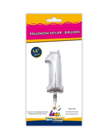 Mylar Numero Argento Mini 14"-35cm con valvola