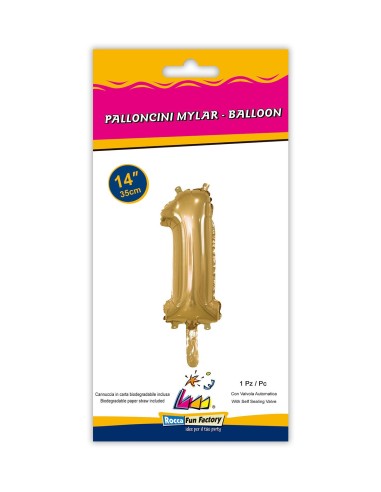 Mylar Numero Oro Mini 14"-35cm con valvola