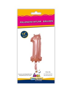 Mylar Numero Rosa Gold Mini 14"-35cm con valvola