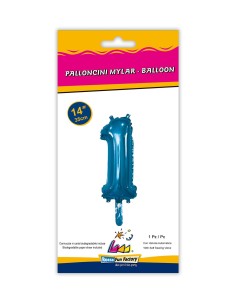Mylar Numero Blu Mini 14"-35cm con valvola