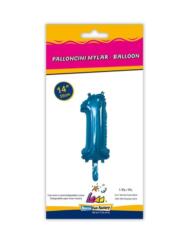 Mylar Numero Blu Mini 14"-35cm con valvola