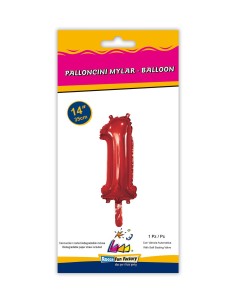 Mylar Numero  Rosso Mini 14"-35cm con valvola