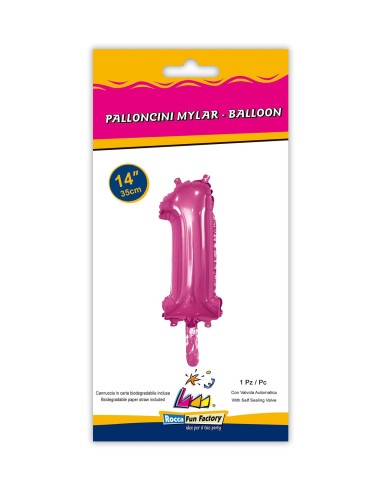 Mylar Numero Fuxia Mini 14"-35cm con valvola