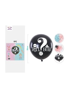 PALLONE NERO BOY OR GIRL CON CORIANDOLI