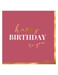 16 Tovaglioli Cm 33x33 Happy Birthday To You Pink