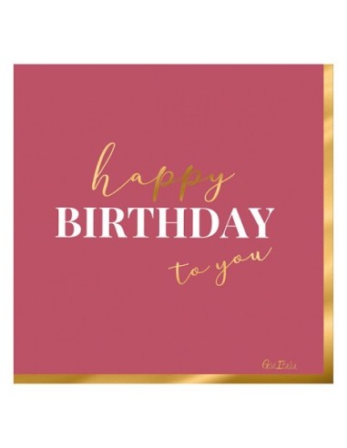 16 Tovaglioli Cm 33x33 Happy Birthday To You Pink