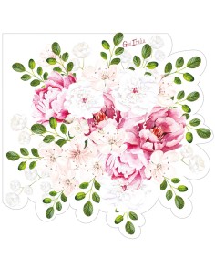 16 TOVAGLIOLI SAGOMATI CON ROSE CM 33X33