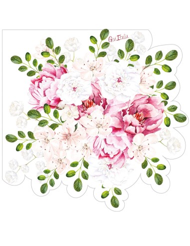 16 TOVAGLIOLI SAGOMATI CON ROSE CM 33X33