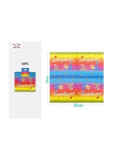 10 TOVAGLIOLI BUON COMPLEANNO 33X33