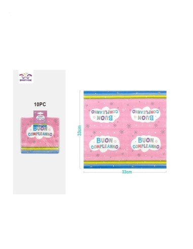 10 TOVAGLIOLI BUON COMPLEANNO 33X33