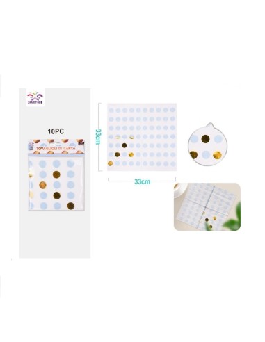 10 TOVAGLIOLI POIS ORO E CELESTI 33X33