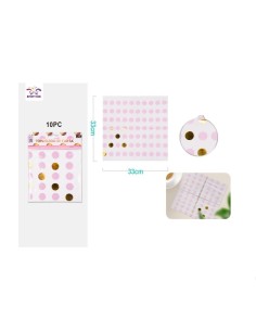 10 TOVAGLIOLI POIS ORO E ROSA 33X33