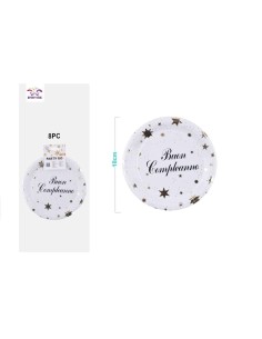 8 PIATTI CON STELLINE DORATE 18 CM